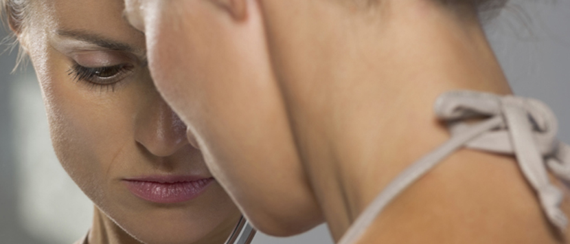 a close-up of a woman